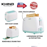 Khind Pensonic Elba Bread Toaster Cool Touch Plastic Body With Anti Dust Cover & Crumb Tray BT808