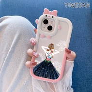 YIWESAN Casing Hp VIVO Y16 Y35 5G Y56 5G Y02s Y15s Y15a Y01 S1 Case pola gaun pengantin bunga HP biru Monster kecil casing silikon softcase kesing