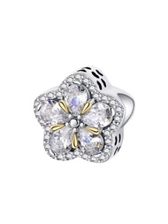 鍍銀魅力花鑽金植物系列珠子吊墜珠適用於手鏈diy女士珠寶