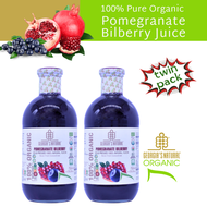 [Georgia's Natural] Pomegranate Bilberry Juice 750mLX2 [TWO Bottles] | 100% Premium Organic Beverage
