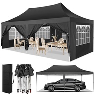 10x20 Pop Up Canopy Tent With 6 Sidewalls, Wedding Party Tent Outdoor Canopy Uv50+ Waterproof Canopy