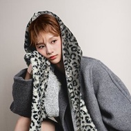 【 聖誕禮物 】Mist 系列 - 煙跡 * 豹紋 混織毛料 圍巾 連帽圍巾