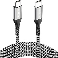 15FT Long USB-C to USB-C Cable 100W, Type-C 20V/5A Fast PD Charger Braided Cord for MacBook Pro, iPad Pro/iMac Air, Samsung Galaxy S23 S22 Note 20 10, OnePlus 9,Sony PS5,iPad Mini 6,Black+White