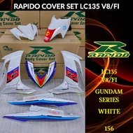 RAPIDO BODY COVER SET YAMAHA LC135 V8 FI GUNDAM SERIES (156) - WHITE (STICKER TANAM/AIRBRUSH) COVERS