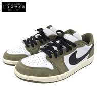 Nike Air Jordan 1 Low OG Medium Olive 男鞋，卡其色 x 白色，尺寸 26cm，HQ6998-200（二手） - 成色極佳