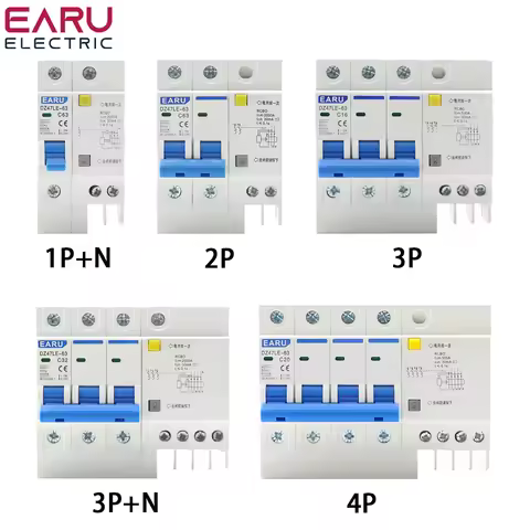 DZ47LE-63 Household Miniature Circuit Breaker 1P/2P/3P/4P 6A-63A Air Switch With Leakage Protector T