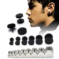 1Pair Black Color Stainless Steel Piercing Earring for Men Women Punk Gothic Barbell Earrings