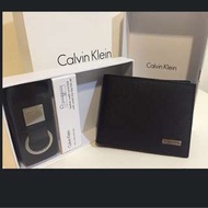 Calvin Klein CK 皮夾 短夾 防刮材質 附鑰匙圈 禮盒組