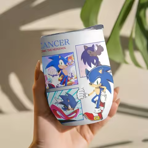 Classic Game Anime S-Sonic Vacuum Flasks 12oz Insulated Wine Tumbler Vacuum Coffee Mug Egg Shape The