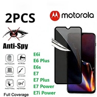 1-2Pcs Privacy Black Edge Tempered Glass For Motorola Moto E7i E7 E6s E6i E6 E Power Plus 2020 Anti-