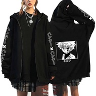 Killua Zoldyck Hunter X Hunter Hoodies Anime Sweatshirt Zipper Streetwear Coats Manga Printed Street