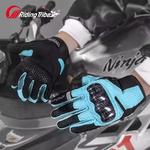 Lightweight Motorcycle Sports Gloves Men Women Real Leather Palm, Carbon Fiber Knuckle Guard & Breat