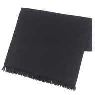成色極佳 △愛馬仕 100% 羊絨 飾有 logo 刺繡流蘇 超大號披肩圍巾 黑色 義大利製造 女士推薦◎