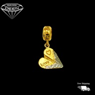 SMS DEEN Love Rhodium Charm, ±1.6GM - Gold 916 Emas - Loket Love (Info: ±1.0 x 1.0CM - 1.68GM)
