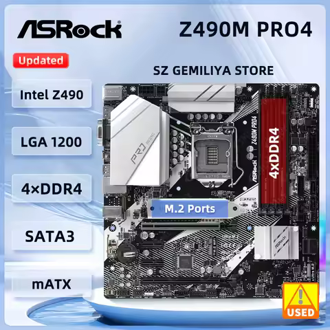 ASRock Z490M Pro4 Motherboard DDR4 LGA 1200 Intel Z490 PCIe 3.0 M.2 128GB support i9-10900 i5-10500 