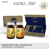 [ Gift Box + Free Gift  ]  VISTRA Sesamin Longevity [Day & Night Box set 2 ขวด] Vistra Sesamin Night