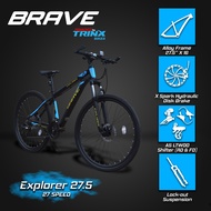 Brave Explorer 27.5 Alloy Mountain Bike Powered by Trinx (Matte Black Yellow Blue)