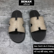 Men's sandals, BEMAN HM5 cross-strap sandals, soft tight leather straps, soft solid rubber sole