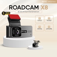 RoadCam X8 Dual-Channel Dashcam 4K 2160P Front + 1080P Rear | Wi-Fi Control | 24H Recording