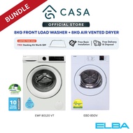 [Climate Voucher] ELBA 8kg Front Load Washing Machine + 8kg Air Vented Dryer | EWF 80120 VT | EBD 85