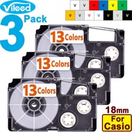 Compatible 3 Pack 18mm Tape Cartridge for Casio EZ-label Printer KL-120 KL-130 KL-820 KL-G2 KL-HD1 K