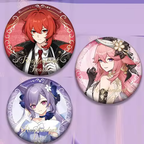 58mm Game Yuanshen Impact Tartaglia Keqing Diluc Yae Miko Cyno Cosplay COSTUME Badge Pin SPTE Tinpla