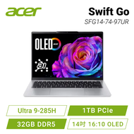 acer Swift Go SFG14-74-97UR 宏碁全新Core Ultra 時尚輕纖筆電 銀 /Ultra 9-285H/Intel ARC/32GB DDR5/1TB PCIe/14吋 1
