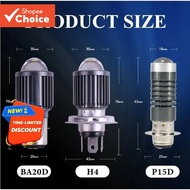 Motorcycle LED Headlight - Dual Beam Projector for P15D/BA20D/H4 Sockets