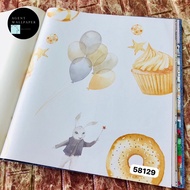 Children's Wall Wallpaper with Cute Pink Chocolate Balloon Cake Motif Play House