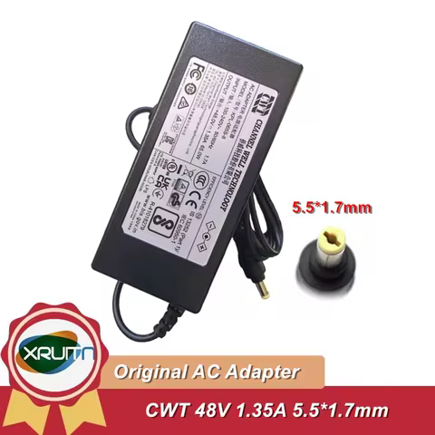 Original CWT 48V 1.35A 65W AC DC Adaptor KPL-065S-II VI For Hikvision Video Recorder NVR POE Power S