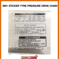 3IN1 TYRE PRESSURE DRIVE CHAIN GUIDE STICKER HONDA EX5 RESTORE STICKER