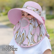 TOPI PANTAI WANITA LEBAR KOREA KEKINIAN WOMAN CAPS LIPAT CADAR PENUTUP WAJAH ANTI UV VISOR PANCING /