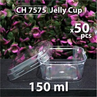 (Bekasi) Package of 50 pcs - Jelly Cup Pudding Glass/ 150 ML - Square Model - CH 7575