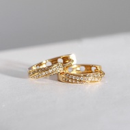 S925 mạ bạc 925 với 18K Bông tai vàng ear buckles mobius hình dạng Bông tai đá zicon đi lại