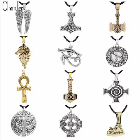 Chandler Celti Knot Pendant Necklace Nordic Vikings Rune Talisman Amulet Torque Lucky Amulet Gifts I