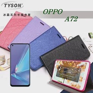 OPPO A72 2020 冰晶系列 隱藏式磁扣側掀皮套 保護套 手機殼藍色