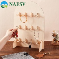NAESV Earring Display Rack, Wooden Arch Jewelry Storage Rack, Durable Detachable Hook Style 3 Layers
