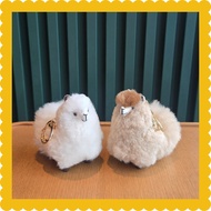 Alpaca Fur Stuffed Keychain 3color Handmade Alpaca, Llama Keyring