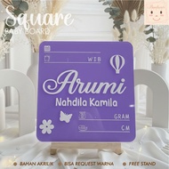 64. SQUARE BABY BOARD SQUARE HOSPITAL BOARD ACRYLIC BABY BIRTH SQUARE SHAPE