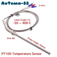 Md99 Thermocouple RTD PT100 3 wire Probe 50mm 100mm Cable 1m 2m Drat M8 - 100mm x 1m