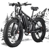 2000W Electric Dirt Bike for Adults with 52V 23AH Battery, 35MPH Dual Motor Ebike 26" Fat Tire for M