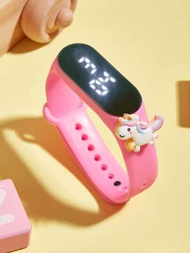 M3兒童手錶，粉色可愛快樂小馬觸控時尚電子手錶，1入組