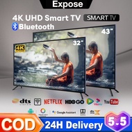EXPOSE Bluetooth 32 Inch Smart TV 43 Inch Smart Digital 4K LED TV Built-in Netflix, Youtube &amp; Screencast Slim Flat Screen Google TV