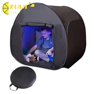 XIANS Black Out Sensory Tents, with Storage Bag Foldable Pop Up Tent, Kids Playhouse Black Portable Silver Coated  Cloth Blackout Tent Autism ASD Kids