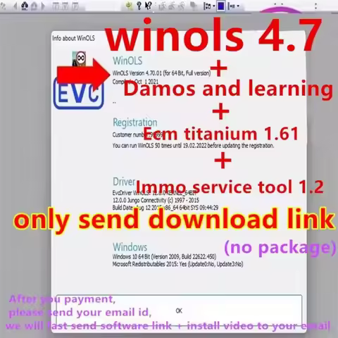 Winols 4.7 Full Activated immo tool Windows 7 10 11 No Need Vmware Multi-language + Damos +ECM TITAN