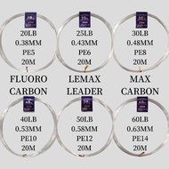TALI HANTU LEMAX MAX CARBON FLUORO CARBON LEADER 20 METER SIZE #15LB #20LB #25LB #30LB #40LB #50LB #