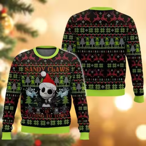 2026 New Puppet Bride's Nightmare Before Christmas Jack Ugly Christmas Sweater Women's Men's Pullove