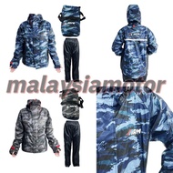 RAIN SHIRT ARUMI BLUE CAMO Arumi Rain Coat Motorcycle Rain camo Baju Hujan Motor Rain Coats ARM Desi