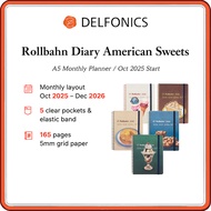 DELFONICS Rollbahn Diary 2026 American Sweets A5 Monthly Planner | Oct 2025 Start | 5 Dessert Cover 