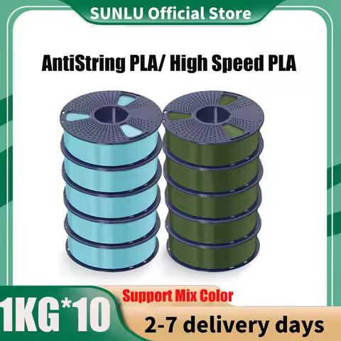 SUNLU 10KG AntiString PLA/ High Speed PLA Filaments 3D Filament 1KG/roll 1.75mm 100% Filament Lines 